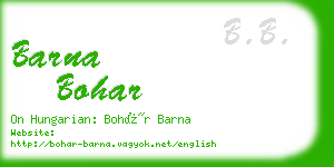 barna bohar business card